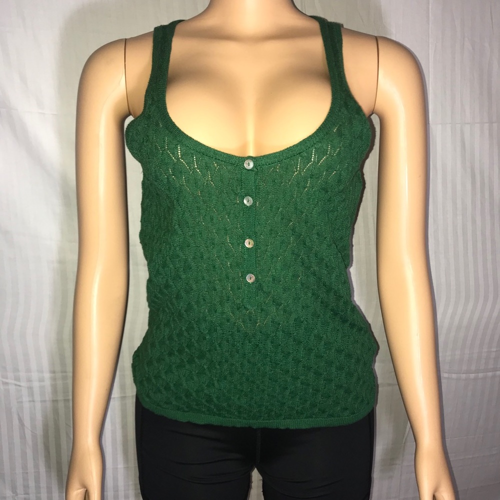Zara Green Knit Button Tank Top